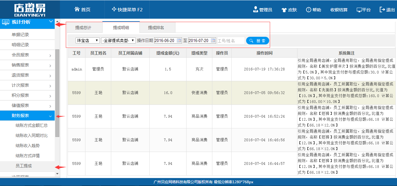 員工提成明細(xì)列表