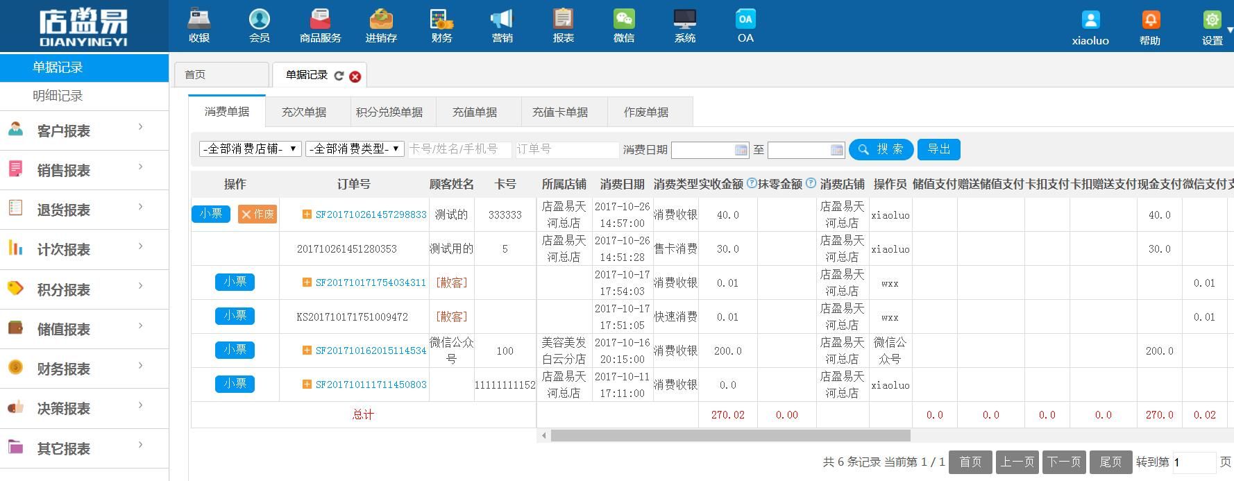 消費收銀單據(jù)增加[作廢]功能